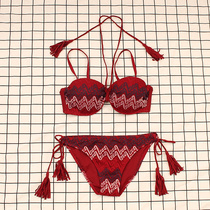 Miss Han swimsuit female sexy big breast new lace three point half cup gathered split bikini spa swimsuit