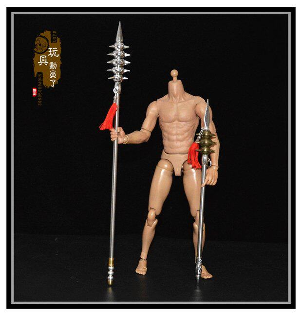 1:6中国古代兵器武器模型 狼牙棒赵云狼牙枪槊狼牙锤长锤兵人配件