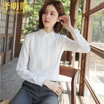 Zumins white chiffon shirt womens summer professional wear thin new work tooling niche design shirt