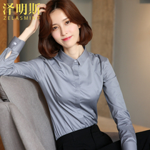 Zemins Professional Shirt Women's Spring Autumn Long Sleeve Workwear Clothes Dress White Shirt 2022 New Fleece Warm