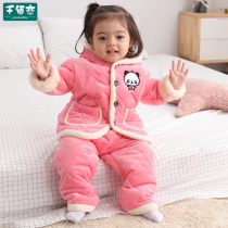 Winter Childrens cotton pyjamas boys fall winter style Season Thickening Girl Baby Toddler Home Conserved Crystal Suede Suit
