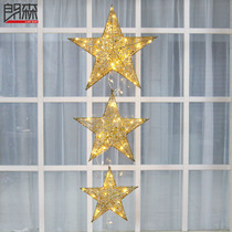 Langsen three-dimensional Christmas five-pointed star glowing five-pointed star Christmas decorations Christmas hotel decorations Christmas tree