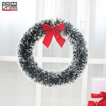 Langsen Christmas wreath green Christmas wreath Christmas rattan wreath decoration Christmas window decoration