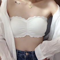 Japanese beauty back gathered lace anti-glare tube top female strapless bottoming underwear wrapped chest thin section with white summer