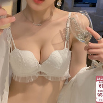 2021 summer sexy thin underwear women gather girls no steel ring bra anti-sagging lace beauty back bra set