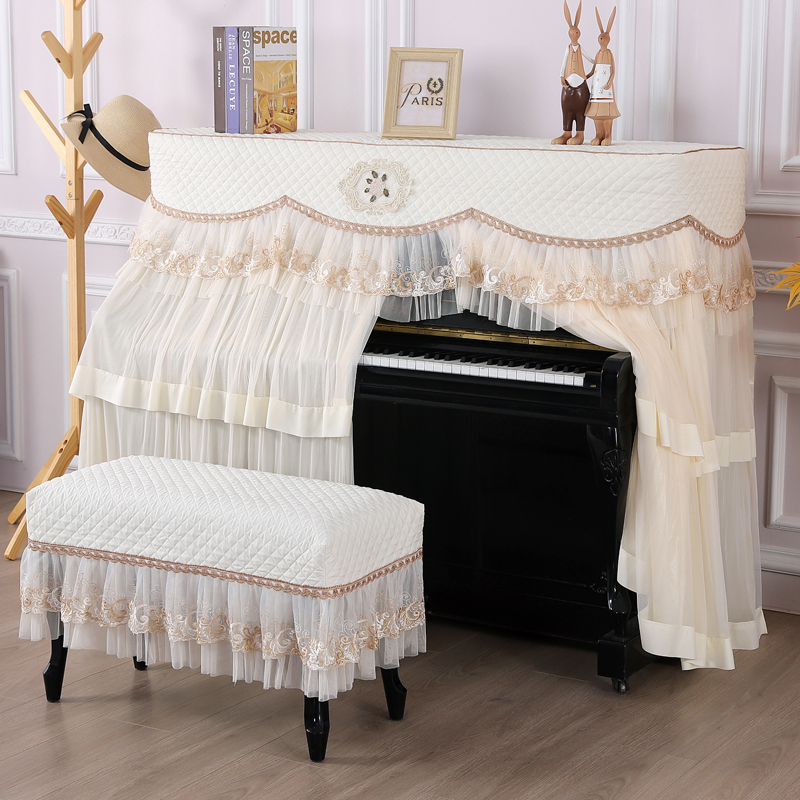 Elegant atmosphere Korean thick piano cover European piano full cover fabric medium open piano cover dust cover stool cover