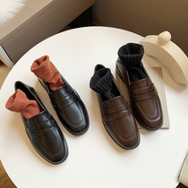 Inlen Wind Small Leather Shoes Women Spring 2022 New Shoes Day Ensemble Jk Fa Style Retro Flat Bottom Single Shoes Work Lefu Shoes