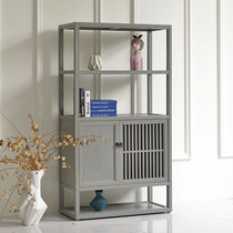 GZ037 New Chinese Modern Simple Elm Living Room Bookshelf Shelf Display Shelf Display Box