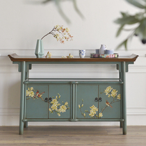 GZ023 new Chinese literary art hand-painted flower and bird guest living room porch Cabinet sideboard decoration storage short cabinet storage cabinet