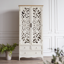 GZ027 European style French carved guest restaurant wooden retro bookcase wardrobe locker porch decoration cabinet