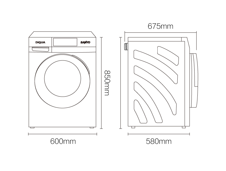 洗衣机三视图图片