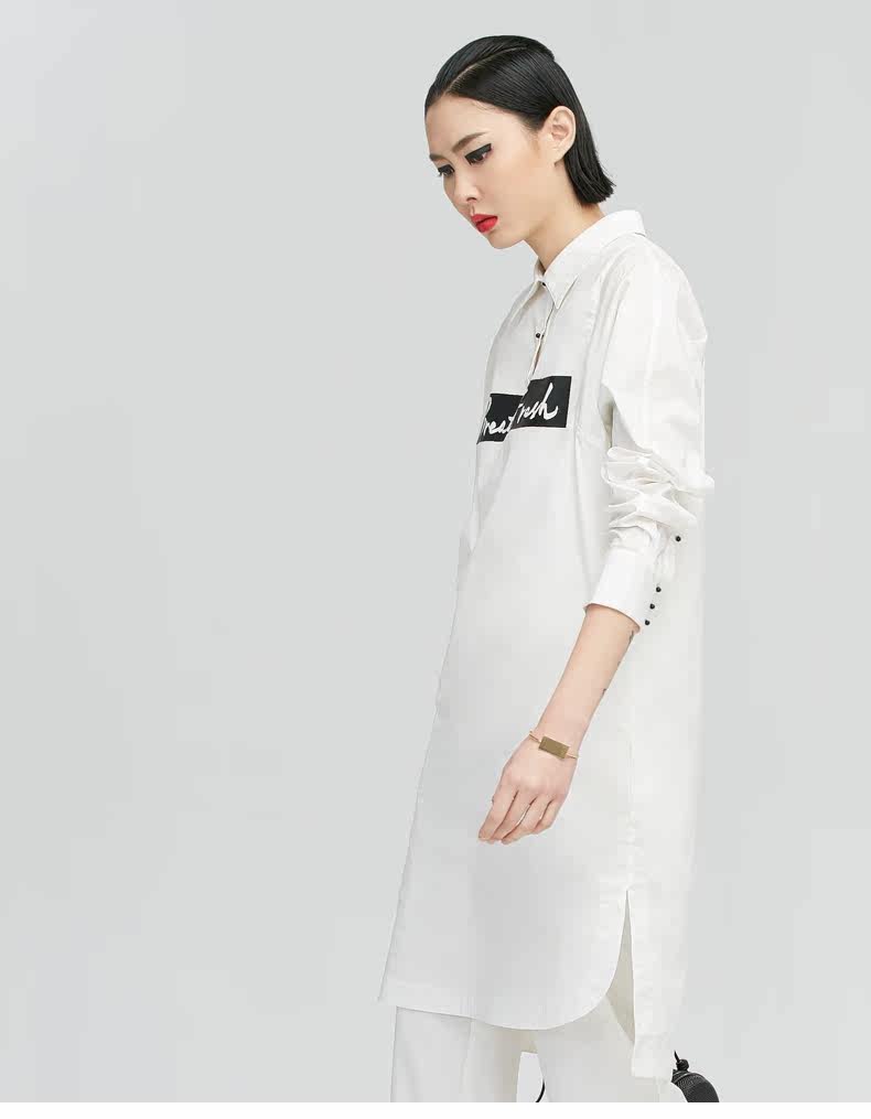 初语女装中长款修身显瘦印花衬衫连衣裙女9610221015