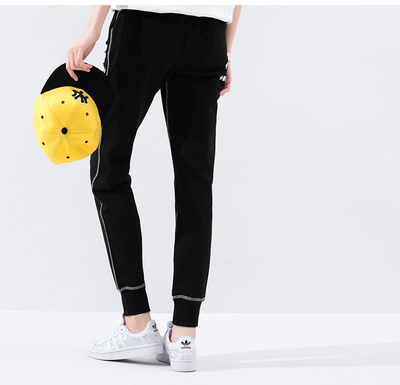 初语 夏季新款休闲运动裤女卫衣裤黑色哈伦裤