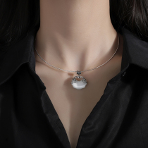 925 sterling silver long life lock necklace 2021 new female ins Wind light luxury niche design sense safe choker