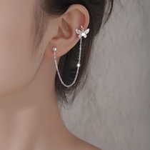 925 sterling silver double-layer butterfly earrings 2021 New Tide ear bone nail senior sense light luxury earring tassel earrings