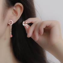 Xingyue asymmetric earrings female sterling silver ins tide temperament goddess Fan Personality design earrings 2021 New Tide