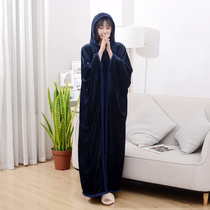 Autumn and winter thickened flannel shawl blanket office air conditioning nap blanket cloak lazy man cape meditation multifunctional blanket