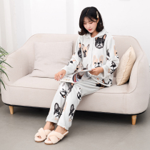Flannel coral fleece autumn and winter padded cute couples pajamas home clothing set pajamas women spring and autumn winter