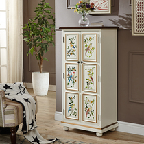 American home entrance vertical shoe cabinet door hall cabinet painted sideboard European partition cabinet simple solid wood Portal cabinet