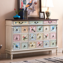 American solid wood shoe cabinet retro entrance door Hall Cabinet household partition full European large capacity Painted Porch cabinet