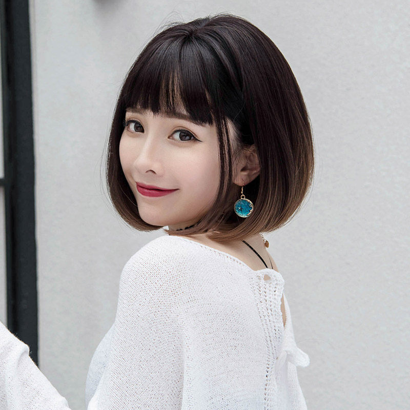 假发女短发渐变短内扣bobo头网红可爱齐刘海锁骨发蓬松自然短卷发