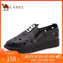 Camel womens shoes autumn flat heel business casual leather shoes hollow foot shoes womens pointed fashion shoes