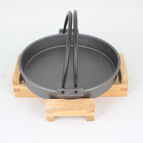Korean cast iron portable baking tray Barbecue pot Teppanyaki frying pan Commercial barbecue plate Barbecue plate Pig iron hand-held pot