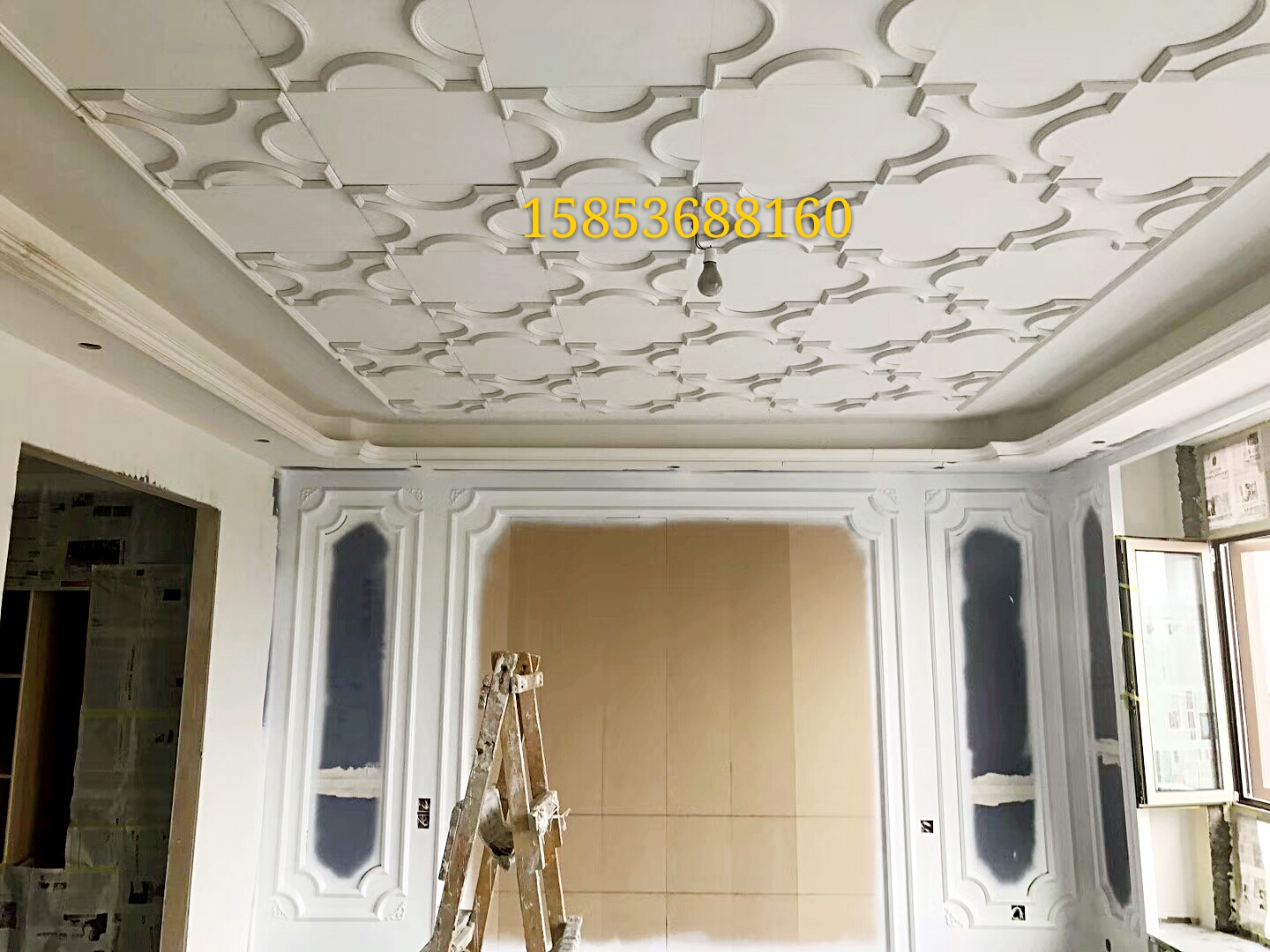 欧式石膏线条吊顶线天花造型餐厅客厅花形吊顶梅花棚顶拼花定制