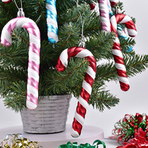 Christmas decoration pendant Christmas tree accessories 15CM color glitter plastic crutches hanging gift stage props