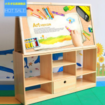 Kindergarten multi-functional double-sided drawing board Wooden combination cabinet Early education center Childrens drawing board locker Wooden blackboard
