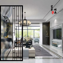 New Chinese 3d art glass screen partition double-sided frosted light luxury shoes cabinet wine cabinet partition tempered glass