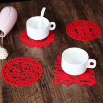 Wedding Wedding supplies Bowl mat Plate mat Chinese banquet Happy word coaster Felt placemat Coaster Insulation mat