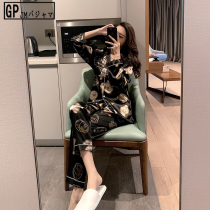 Japanese GP pajamas ice silk satin outfit casual home dress girl autumn bear cartoon suit