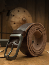 Artisan Xin Artisanal Leather Bull Leather Male Needle Buttoned Head Layer Pure Genuine Leather Casual Retro Student Pants Belt Mid Youth Denim