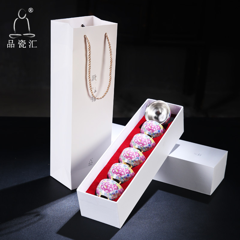 The Product of jingdezhen porcelain remit manual colored enamel coppering. As silver tea set single glass ceramic cups 6 pack sample tea cup gift box