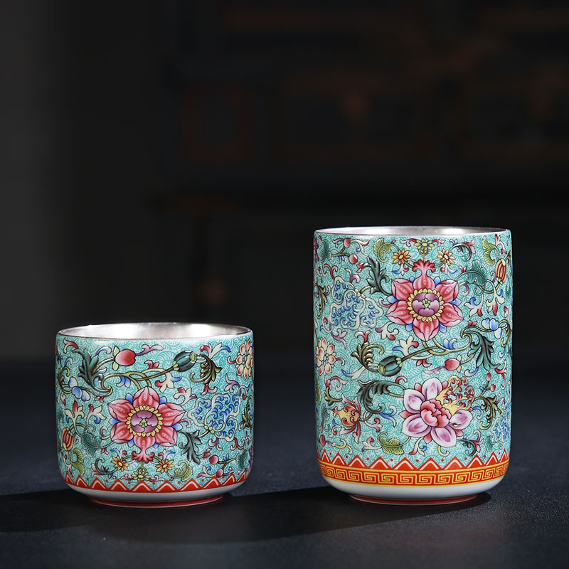 The Product silver colored enamel porcelain remit coppering. As bound branch flowers concentric cup hand - made silver colored enamel coppering. As the master cup sample tea cup