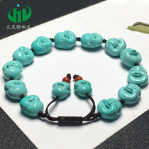 Hubei Shiyan original ore natural high porcelain blue Turquoise Maitreya Buddha head single circle bracelet mens and womens accessories