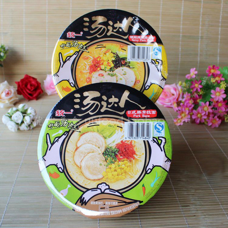 统一汤达人大碗装方便面整箱 12碗 泡面拉面日式豚骨酸酸辣辣海鲜