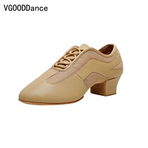 VGOOD Latin dance shoes men and women with professional practice teachers shoes flat bottom with adult soft bottom national mark dancing shoes