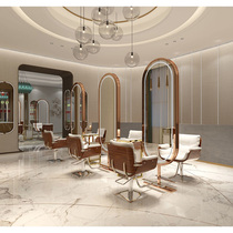 Net celebrity barber shop mirror simple hair salon mirror tide shop touch LED light hair salon special single and double-sided hair cutting mirror