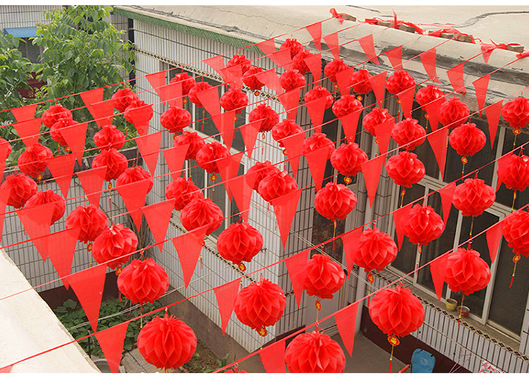 结婚灯笼彩旗拉花装饰室外场景布置小彩吊串旗喜字婚礼庆用品大全