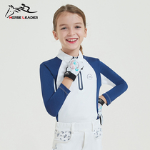Childrens Equestrian Long Sleeve Stretch Comfortable and Breathable Riding Town Equestrian Equestrian Equestrian Equestrian Training T-shirt