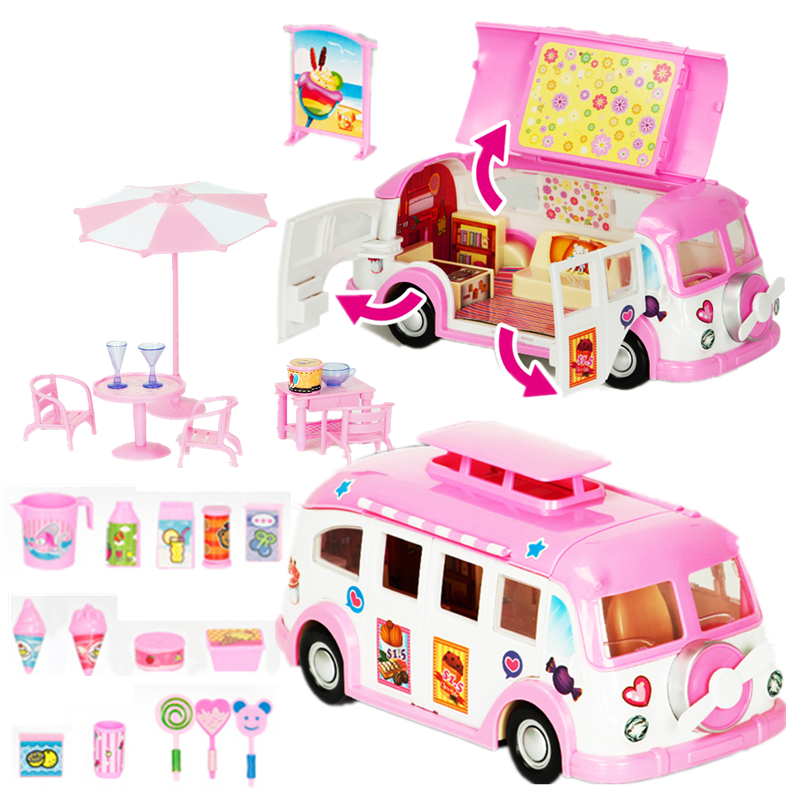 Children's bus camper toy ice cream picnic cart caravan caravan house storage car convertible