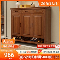 Simple modern Chinese solid wood shoe cabinet door hall cabinet door door home large capacity storage porch shoe rack locker