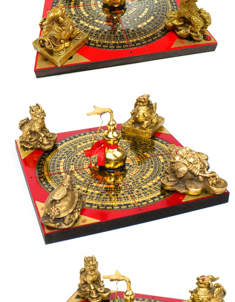 聚财阵摆件纯铜金蟾貔貅葫芦龙龟罗盘风水五宝阵店铺办公室装饰品