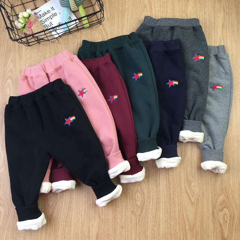 80-130 yards men and women baby super soft silver fox velvet thickening plus velvet pants children's winter warm pants can open the crotch