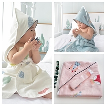 Newborn summer thin 4-layer gauze bag is newborn baby with cap gauze cover baby bath towel 0-1 year old