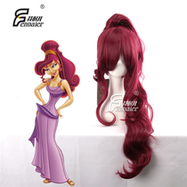 Fennell Hercules Hercules Megra Dark Wine Red Long Curly Single Ponytail cos Wig
