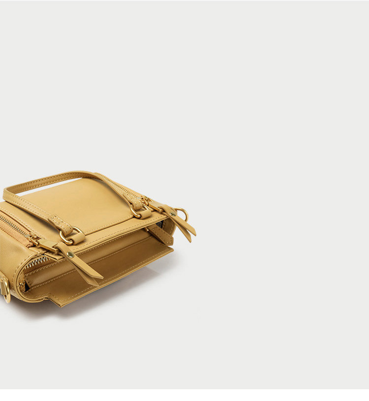 【pailaili】牛皮女包 纯色柠檬黄 机车金属单肩斜挎