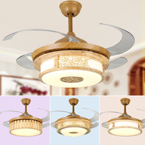 Chinese style chandelier with fan Log ceiling fan lamp Bed and breakfast Restaurant Invisible solid wood house Retro chandelier Living room Simple